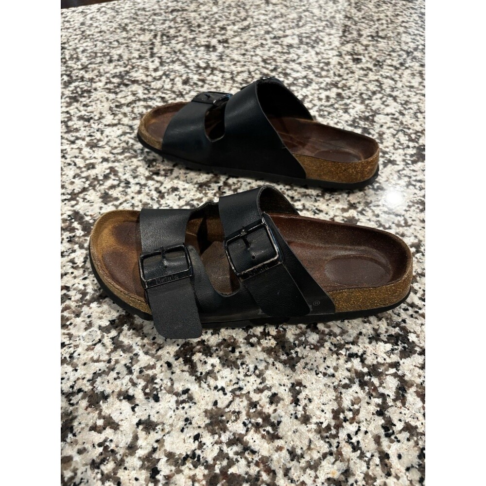 Birkenstock Betula Black Leather Two Strap Sandals Men 6 Women 8 Eur 39 - Picture 3 of 7